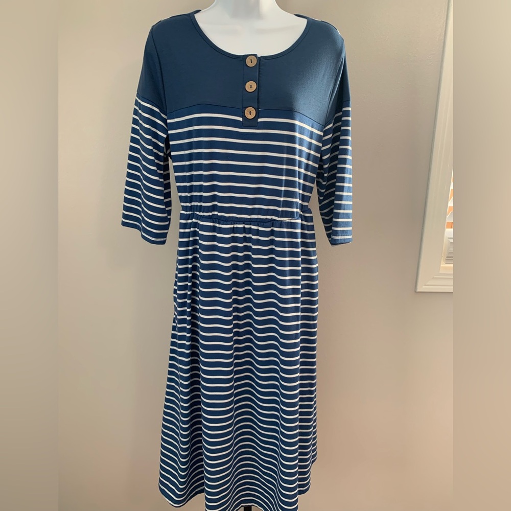 BloomChic Blue and White Striped Dress